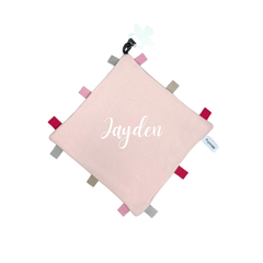 Baby's Favourite | Funnies Speendoekje – Labeldoekje gepersonaliseerd - Blush