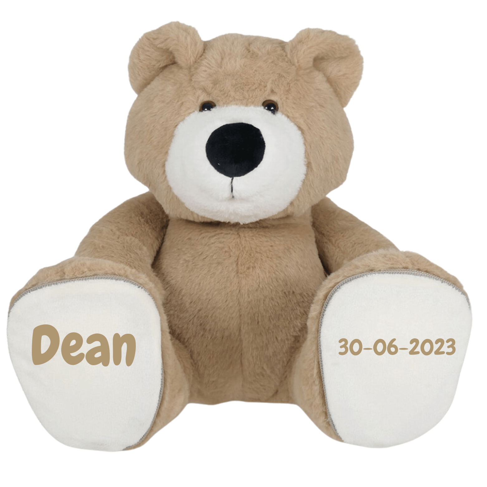 Babysfavourite.nl | Geboorteknuffel Beer (beige) - Naam + Datum